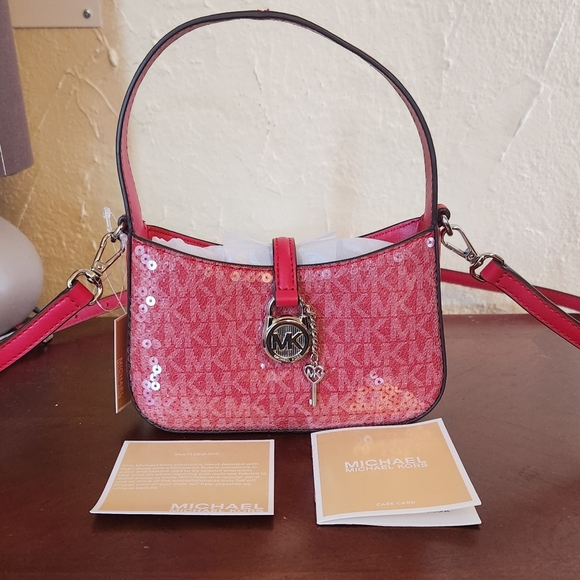 MICHAEL KORS Red LYRA Extra Small Crossbody Bag NWT - Picture 2 of 13
